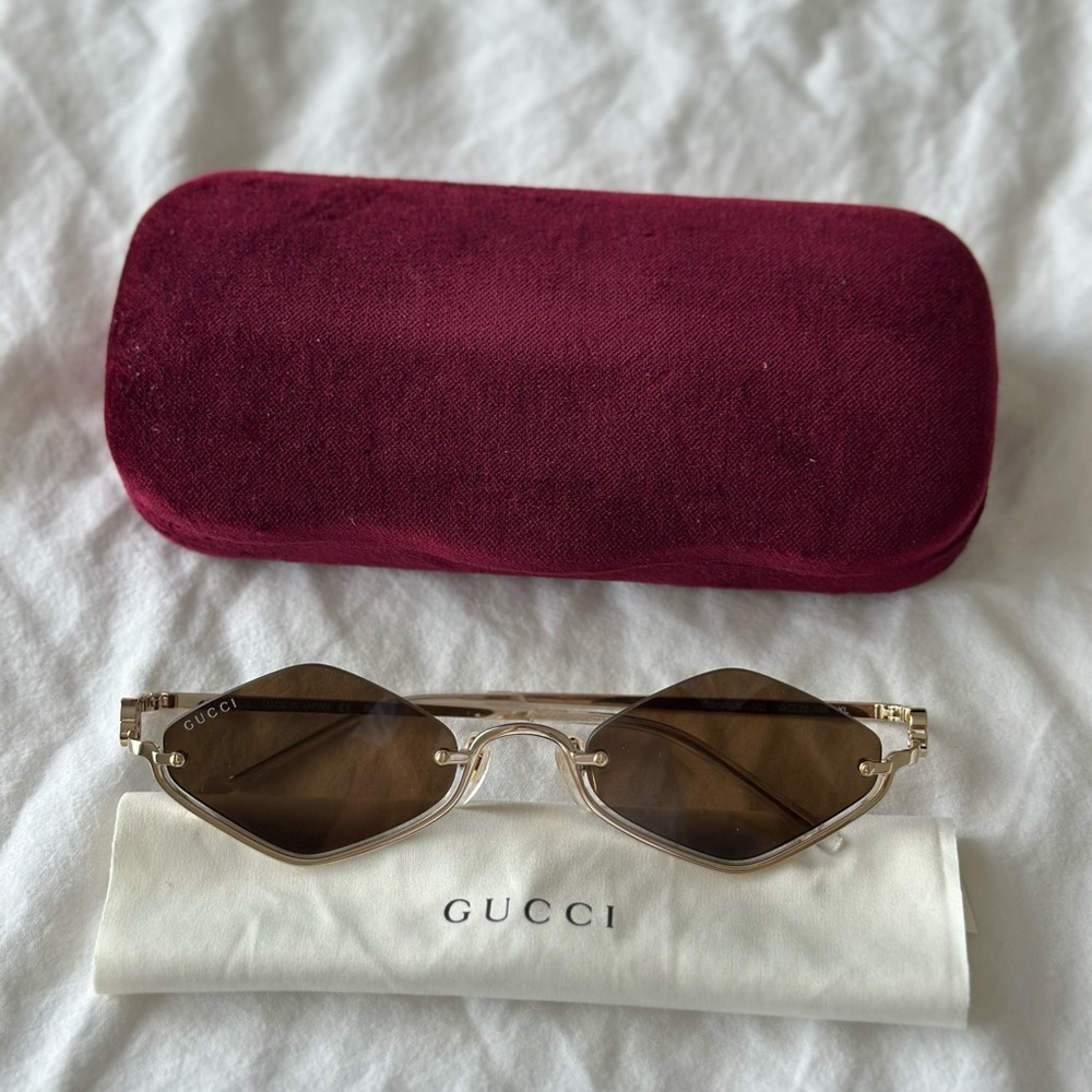 Gucci Women's Gold and Brown Sunglasses